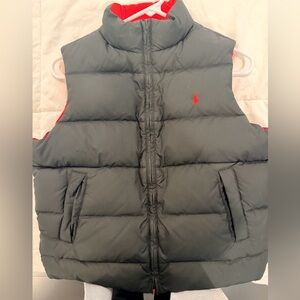 Ralph Lauren Black Puffer Vest with Red Polo Logo